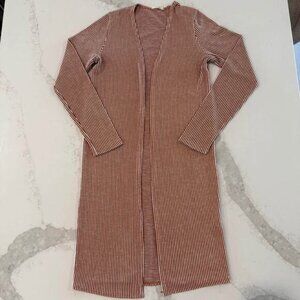 Urban Rose Long Duster Striped Lightweight Cardigan Sweater Womens Small Rust
